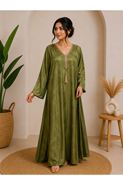 ŞKR Elegant Plain Maxi Jalabia / Kaftan Dress