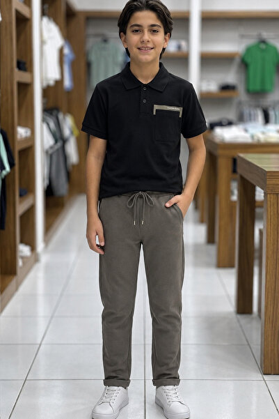 Trend Mix Kids Tricou cu guler polo în dungi pentru băieți de 11-15 ani, pant...