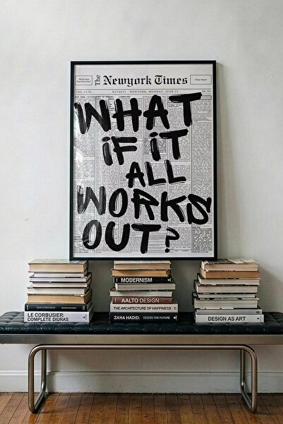 TabloRosa Siyah Çerçeveli Modern Dekoratif Poster Tablo – What If? | Motivasy...