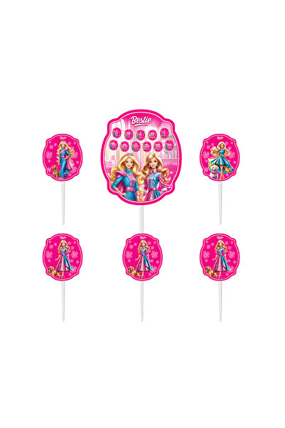 Party Country Ornament pentru tort de ziua de naștere Scobitoare de dinți -Bestie- 6 bucăți ornamente tip scobitoare de dinți, dimensiuni: 13 cm; (6,5 cm)x5 (fără tijă)