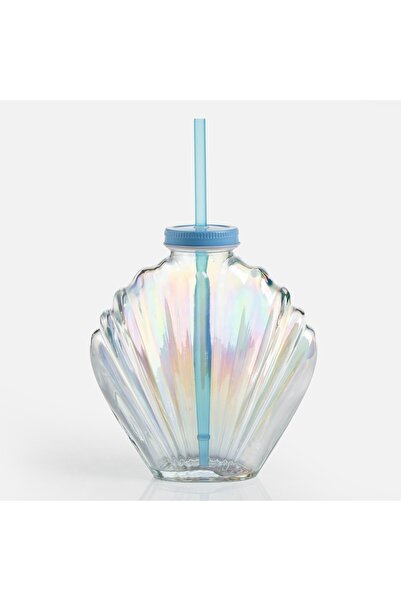 Zumzeria Shell-Shaped Glass Cup with Straw 480ml
