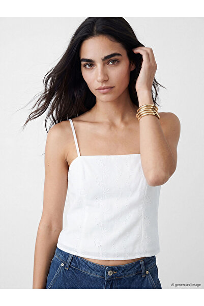 LC Waikiki Nevavm Square Neck Rope Strap Crop Blouse with a Difference