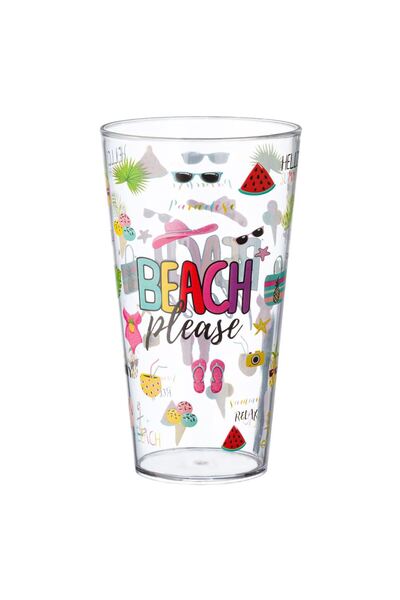Zumzeria Transparent Plastic Cup Beach Please 600ml