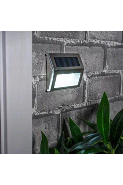 OEM Lampă solară de perete argintie cu 2 lumini LED albe 10x2.3x8.3cm