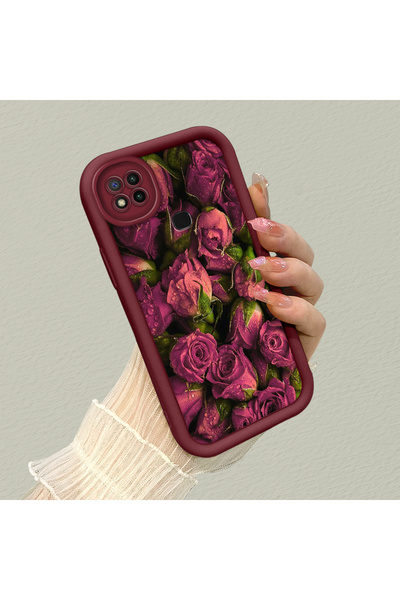 PATTERNOVA Redmi 9C/10A Uyumlu Yüksek Kaliteli Çiçek Darbe Korumalı Kılıf, Ka...