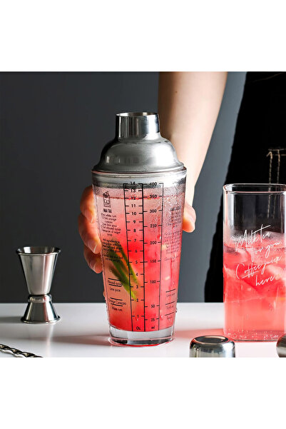 Zumzeria 450ml Glass Cocktail Shaker with Stainless Steel Lid