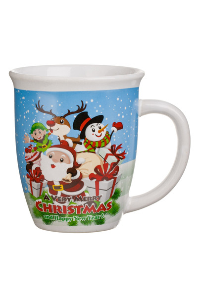 Zumzeria Christmas Ceramic Mug White Sky Santa Claus with Friends 390ml