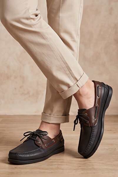 Liarca Royal Marine Siyah Kahve Premium Deri Erkek Loafer - El İşçiliği Özel ...