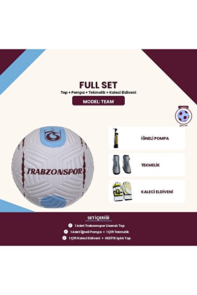 Trabzonspor Lisanslı Team 5 Numara Futbol Topu + Pompa + Tekmelik + Eldiven -...