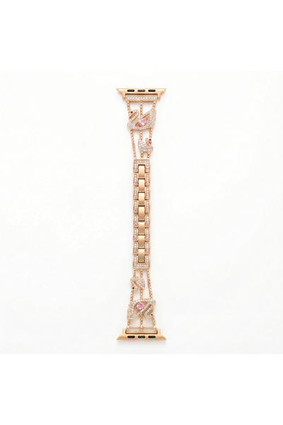 Casen Watch Saat 44mm Gold Taşlı Kuğu Tasarımlı Şık Kordon