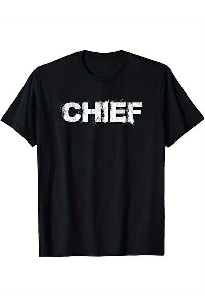 yiou trendy clothing تي شيرت رجالي كاجوال بتصميم ممزق وطباعة CHIEF