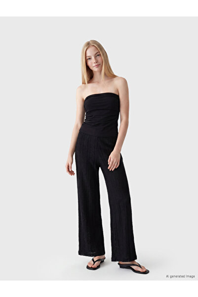 LC Waikiki Pantaloni de damă brodați cu talie elastică