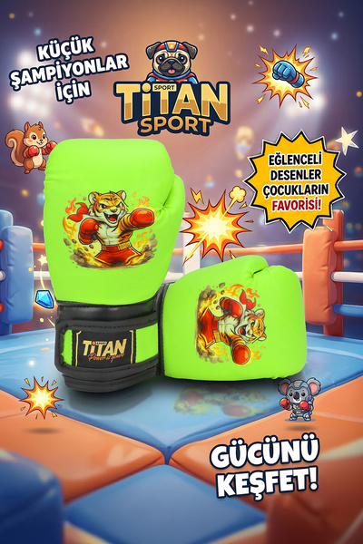 Titan Sport Çocuk Boks Eldiveni Neon Sarı Kaplan Eldiven