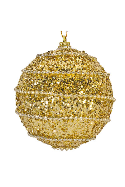 Zumzeria Set de ornamente de Crăciun aurii cu sclipici Ø8cm - 6 bucăți
