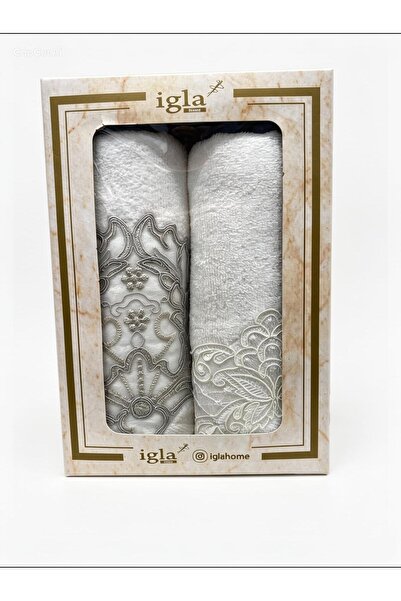 İGLA HOME 100% Cotton Dowery Pack with Velvet Ties, 2-Piece Boxed Towels 50X85