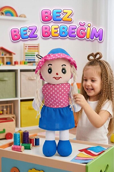 Tıfıl Toys Fatma Bebek! 48cm Büyük Puantiye Desenli Elbiseli ve Şapkalı El Ya...