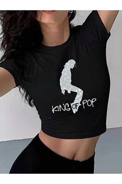 Toum Kemer Boy King of Pop Printed Crop Blouse