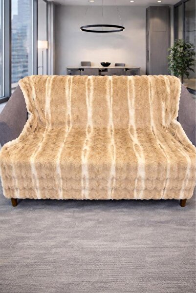 Çeyiz Diyarı Waterway Rabbit Hair Non-Slip Base Sofa Cover 170X215 cm Brown