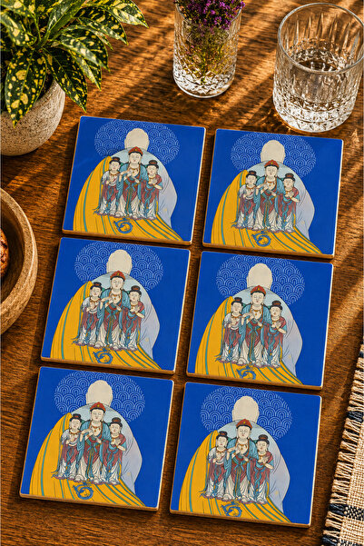 JHAAR Light of Buddha Modern 6-Piece Set Coasters - Uv Printing Mdf - 10X10 cm