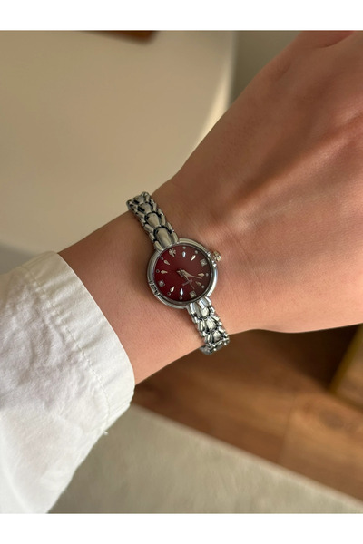 RoseandRoses Frena Design Cord Elegant Minimal Women Wrist Watch Silver-Burgu...