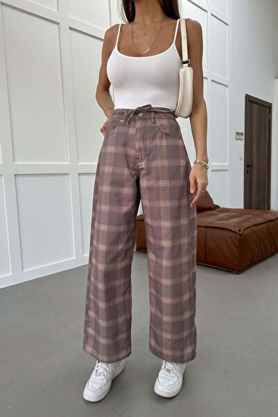 mylove Plaid Jean Mink with Rope Belt