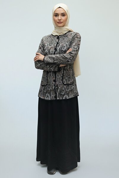 ECE GİYİM Women's Button-Front Shawl Patterned Top with Pockets on the Skirt ...