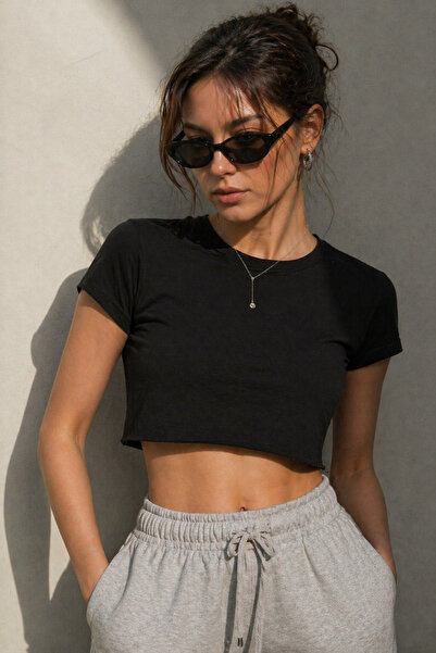 Rich Women's Cotton Oversize Short Sleeve Crop T-Shirt