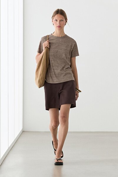 Massimo Dutti %100 keten kısa bermuda şort