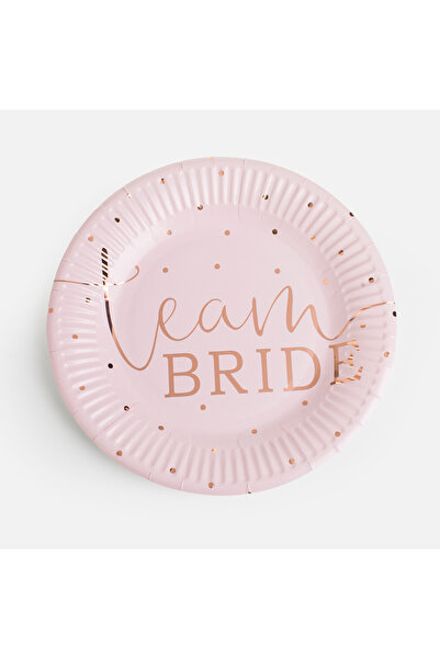 Zumzeria Farfurii de petrecere din carton roz Team Bride Ø18cm - 6 bucăți