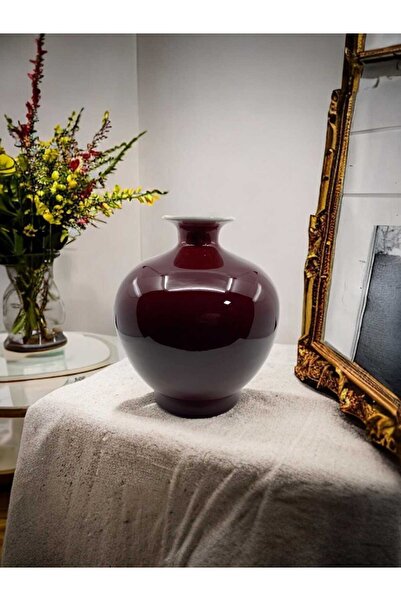 Berra Ceramic Parlak Bordo Dekoratif Seramik Vazo – Klasik Şık Tasarım Salon ...