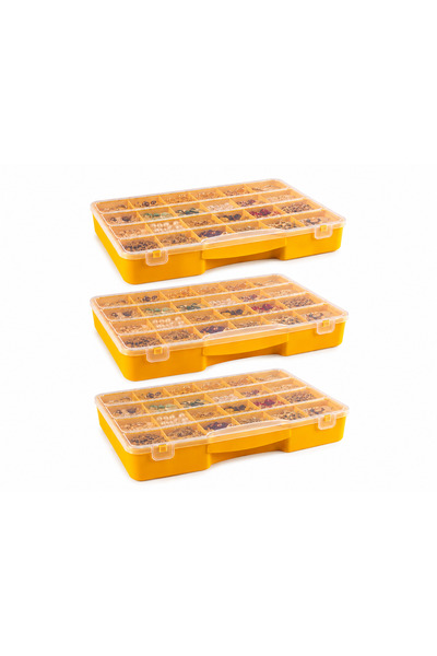 FERAH PLASTİK 3-Piece Jewelry Organizer Box Multi-Compartment Jewelry Organiz...