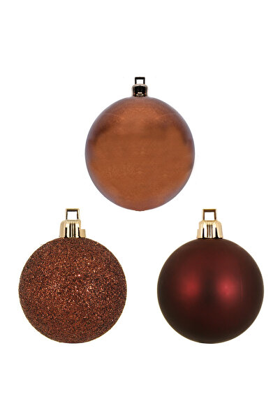 Zumzeria Set of Brown Matte Glitter Christmas Baubles Ø5cm - 12pcs