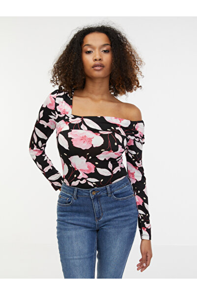 ORSAY Pink and black women's floral top