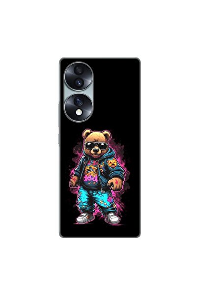 OEM Husa compatibila cu Honor 70 Silicon Gel Tpu Model Bear Cool Black