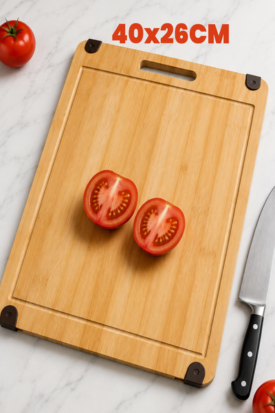 Destpak Bamboo Non-Slip Cutting Board - Chopping Board - with Quality Bamboo ...
