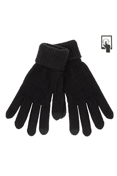 OEM Black Gloves with Textured Fabric for Touch Screens for Women - 1 Pair