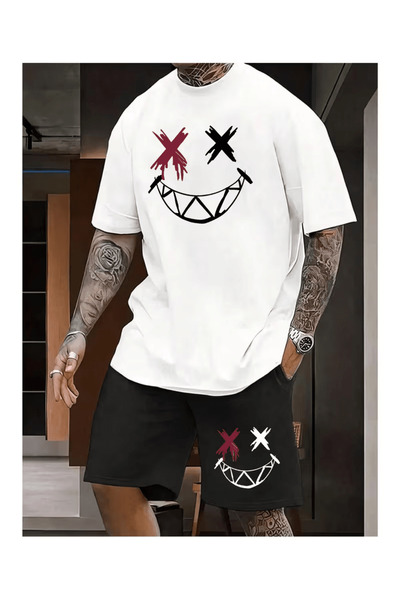 Eritqaa Smiling Face Printed Shorts Set