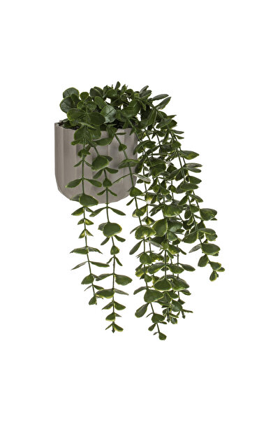 Zumzeria Ghiveci decorativ din plastic taupe cu plantă artificială în cascadă...