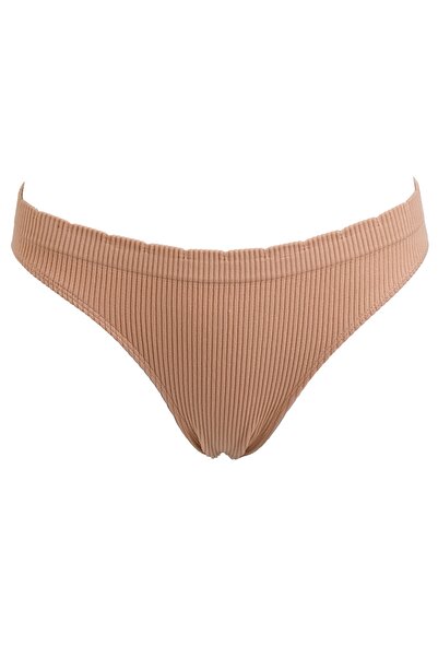 Zumzeria Beige Ribbed Seamless Underwear with Wide Elastic for Women