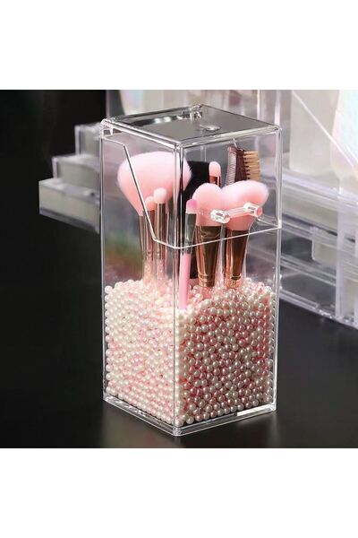 Zumzeria Suport transparent acrilic pentru pensule cu capac 9x9x21.5cm