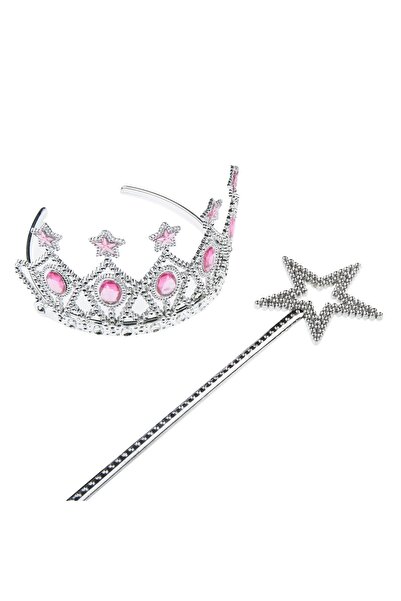 Zumzeria Silver Wand & Tiara Set with Pink Stones