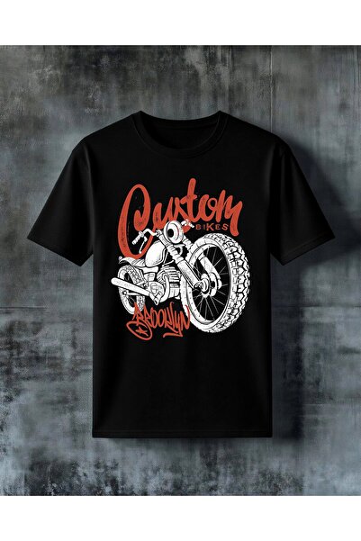 COMVİCHO Quitch Bikes Red Logo Printed Oversize T-Shirt