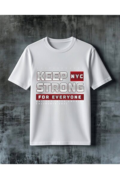 COMVİCHO Keep Strong Nyc Printed Oversize T-Shirt