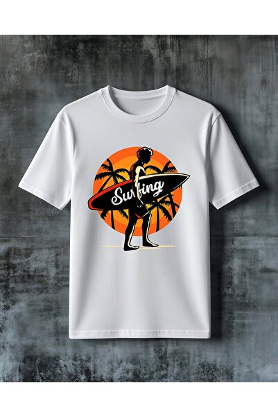 COMVİCHO Surfing Tropik Printed Oversize T-Shirt