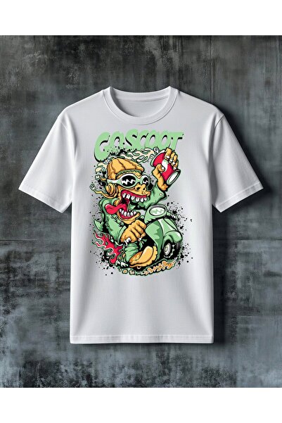COMVİCHO Gasscoot Zombie Scooter Printed Oversize T-Shirt