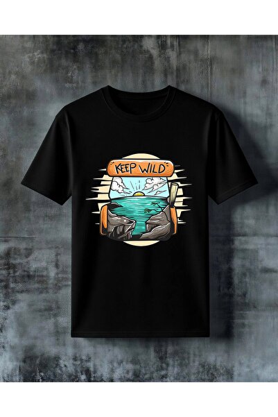 COMVİCHO Keep Wild Natural Landscape Printed Oversize T-Shirt