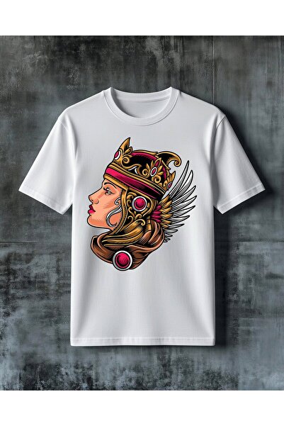 COMVİCHO Women's Kafasi Altin Tac Printed Oversize T-Shirt