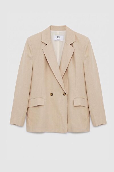 BSL %100 Keten Kruvaze Blazer Ceket