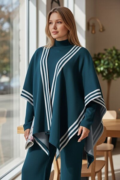 Intisimo Women's Knitwear Set, Three-Piece, Classic, Green/White