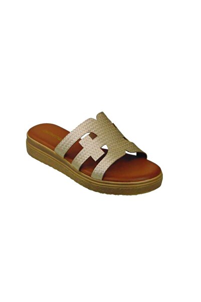 OEM Tsimpolis Shoes ML132 Γυναικεία Παντόφλα Από Τεχνόδερμα Χρυσή